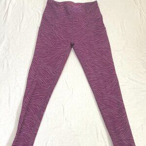 Zella Womens Leggings Sz M Purple Zebra Pockets Stretch Casual Athletic Pants